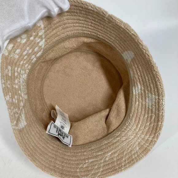 HERMES pile Hat Gene bucket hat bob hat cotton Beige/White - Picture 4 of 6